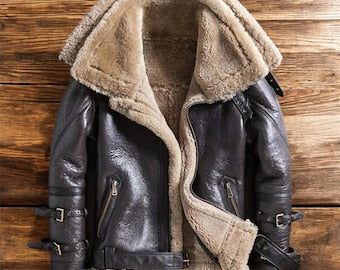 Veste pour homme, confectionnée à la main, en cuir véritable