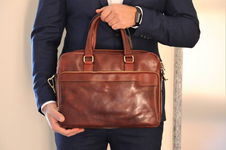 SAC en cuir italien fait main pour ordinateur portable pour homme,