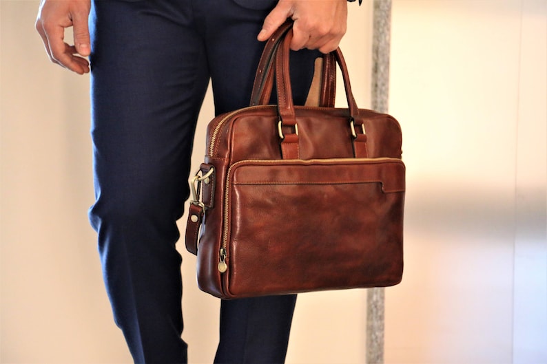 SAC en cuir italien fait main pour ordinateur portable pour homme,